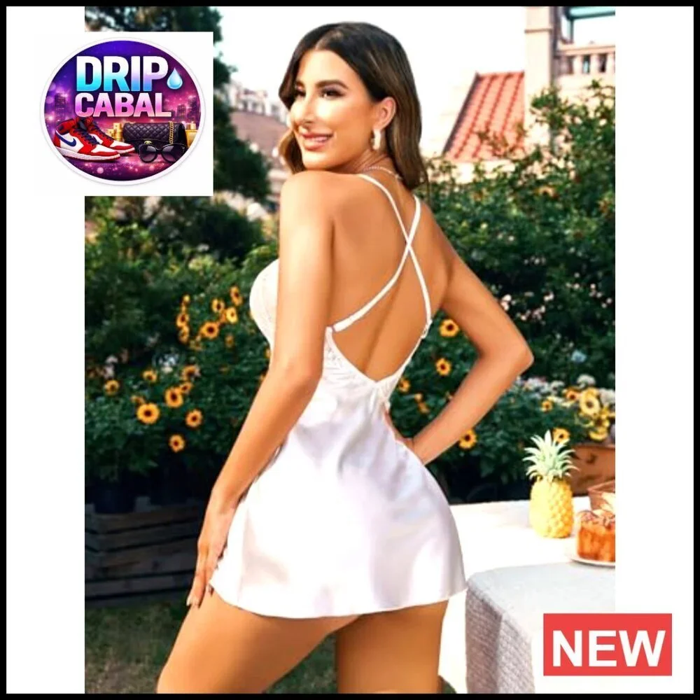 Satin Lace Chemise Nightgown Elegant Minimal Chic Sleepwear Adjustable Straps